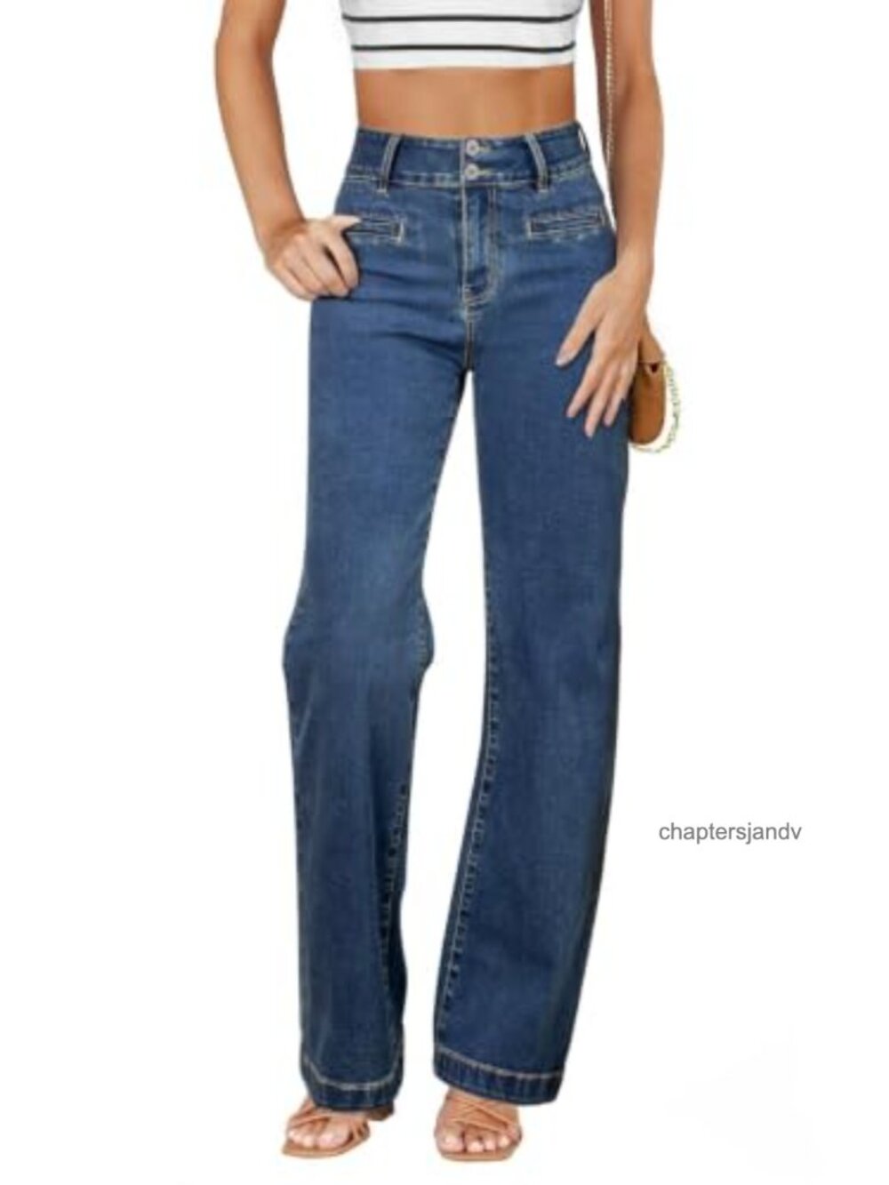 High Waisted Straight Leg Jeans for Women Stretchy Denim Pants